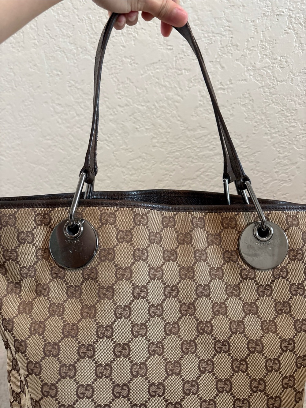 Gucci Beige/Brown GG Supreme Canvas Tote with Leather Straps - Picture 5 of 16